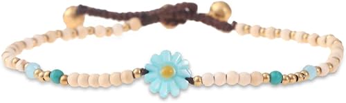 Boho Surfer Anklet Women - Ankle Bracelet for Her - Hippie Style - Handmade Beach Jewelry & Festival Accessories - Waterproof & Adjustable - Waxed