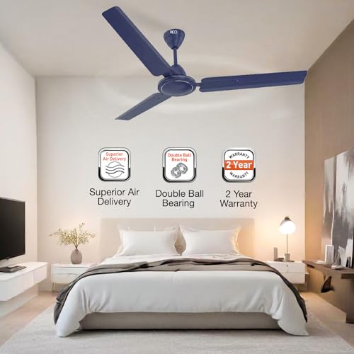 Image of Havells REO Vaayu 1200 mm ES Ceiling Fan | High Speed, High Air Delivery | Strong & Powerful, Air Delivery: 220CMM| RPM: 370| 2 Year Warranty | (Pack of 1, Matt Blue)