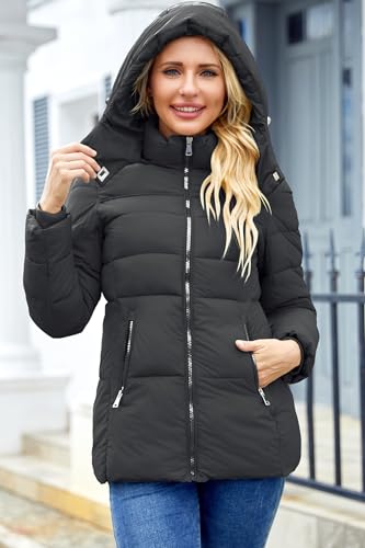 Womens Packable Puffer Jacket Winter Coat with Hood Warm Lightweight Thickened Down Jacket3