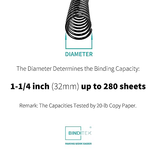 image for Binditek 50 Pack Plastic Spiral Binding Coils, 32mm (1-1/4
