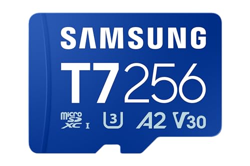 Image of Samsung T7 microSDXC, 256GB, 170 MB /s Read, A2, U3, V30, Memory Card for Gamers & Video Creators, Compatible with Smartphone, Tablet, Laptop, Action Camera, Drone & Gaming Console (MB-MB256T /WW)