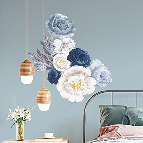 WALPLUS Elegant Blue Peonies Wall Stickers Cover