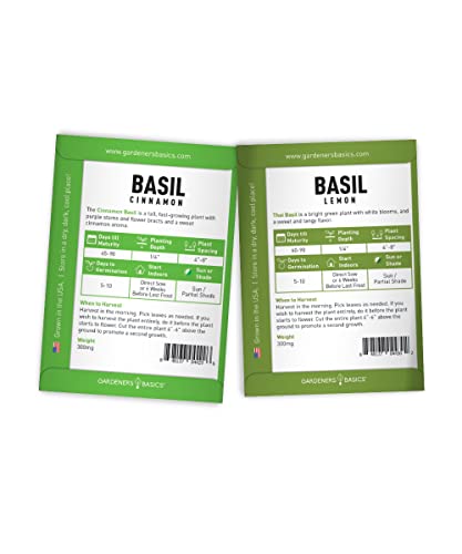 Gardeners Basics, Basil Seeds for Planting Home Garden Herbs - 5 Variety Herb Pack Thai, Lemon, Cinnamon, Sweet and Dark Opal Basil Seeds Herb Seeds for Indoors, Outdoors, Hydroponics & Aquaponic - Image 7