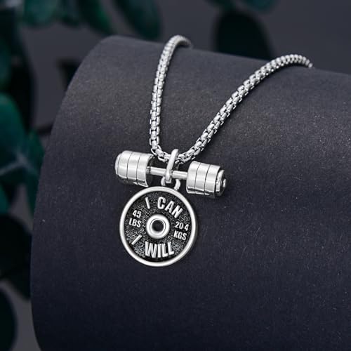 PELOVNY Hockey Soccer Dumbbell Boxing Necklace S925 Sterling Silver Sports Pendant Jewelry Gifts for Men Women3