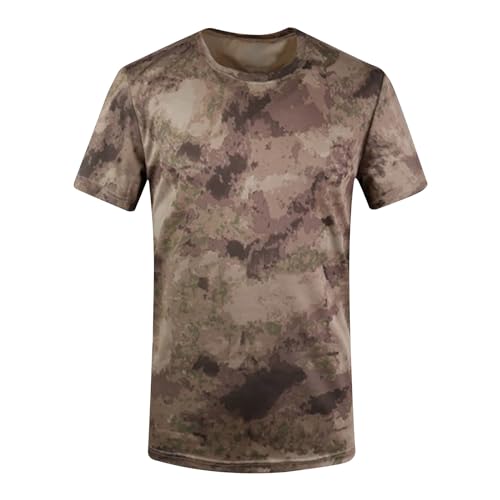Image of Tshirts Men UK Summer Sun Protection T Shirts Short Sleeve Quick Dry T-Shirts Camouflage Regular Fit Tees Camo Crew Neck Designer Tops Outdoor Casual Fishing Walking Outfits