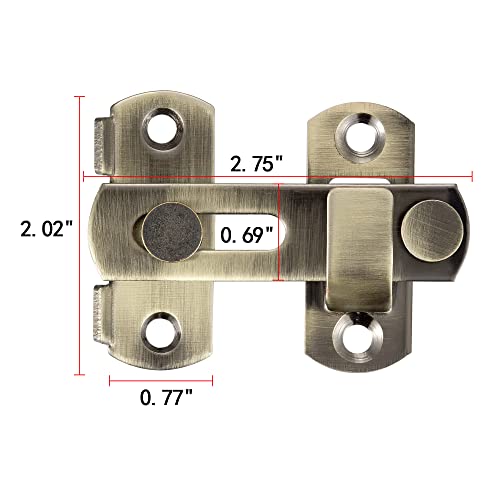 Iniret 4 Packs Barn Door Latches，2.75” X 2.02” Bronze Stainless Steel Barn Gate Flip Door Latch Bi-Fold Door Lock,Sliding Door Antique Lock Gate Latches Wine Cabinet Carbon Steel Closet Door Latches #TOP1
