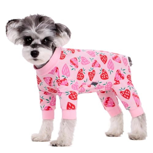 BT Bear Small Dog Clothes, Soft Cotton Puppy Pajamas PJS, Cute Dog Sleeping Clothes, Four Legs Apparel For Cats & Puppies