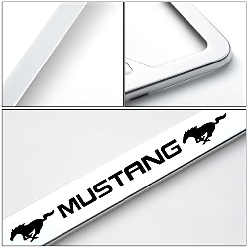 2 Pcs Aluminum Alloy License Plate Frames For Mustang,Car Tag Cover Holder Compatible All Vehicle License Plate Frame With Screw Caps Set Car Accessories(Silver) #TOP4