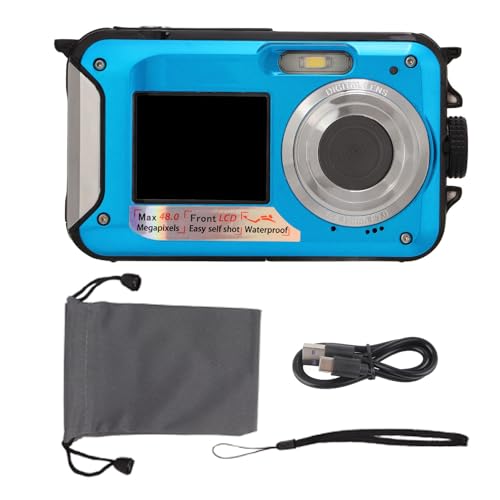 Appareil Photo Numérique, Full HD 2,7 K 48 MP Double écran étanche Appareil Photo Numérique, Zoom Numérique 16 X Avant Arrière Double écran étanche Appareil Photo