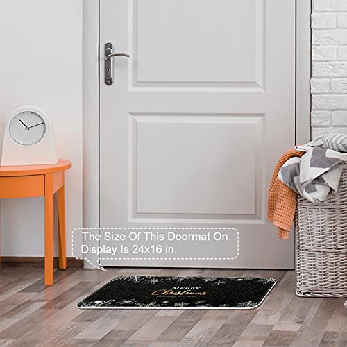 Tapis de porte flocon de neige doux haut de gamme fond noir lavable - 6