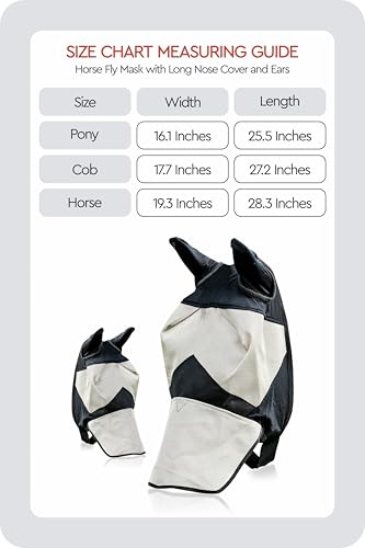 Image of HORZE Horse Fly Mask with Nose Cover, Soft Micro Mesh Full Face Design