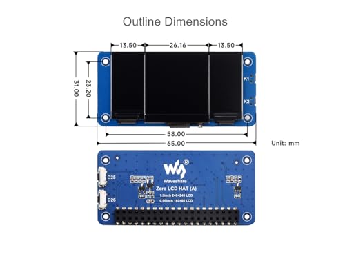 Image of Triple LCD HAT for Raspberry Pi Zero /Zero W /Zero WH /2B /3B /3B+ /4B, Onboard 1.3inch IPS LCD Main Screen, Dual 0.96inch IPS LCD Secondary Screens, 2X User-Defined Keys, SPI Communication