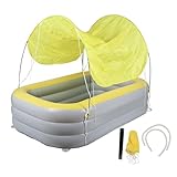 Piscina Inflable Grande para Niños 2.1m con Canopy y Tobogán, Diversión Multifuncional (Amarilla)