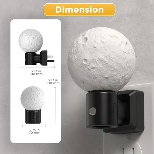 Image of L LOHAS LED Night Lights Plug Into Wall, Plug in Night Light with Light Sensor, 0-100LM Brightness Adjustable, 3D Printing LED Moon Light for Bedroom Birthday Gifts
