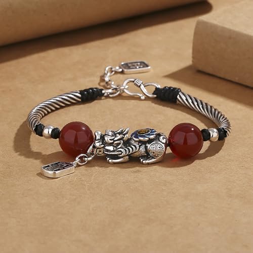 Feng Shui Pi Xiu Bracelet for Women Men, Tibetan Buddhism Attract Wealth Money Buddhist Amulet, 999 Stering Silver Luck Animal Pi Xiu Bracelet4