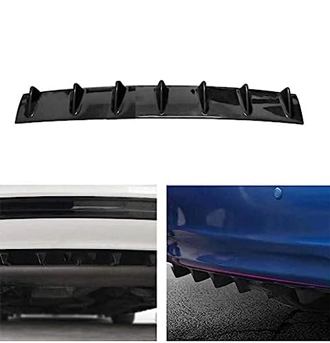 Image of Shark Fin 7 Wing Glossy Black ABS Universal JDM Rear Bumper Lip Diffuser Car Rear Bumper Spoiler Deflector Rear Bumper Lip Diffuser Kit JDM Car Modified Attractive-Look