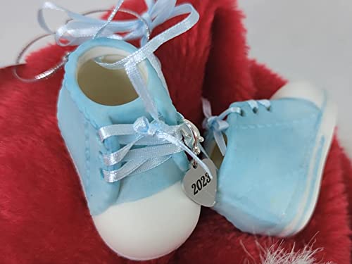 Baby Boy Shoe Personalized Ornament Babys First Christmas Ornament 2023 Blue Booties For New Parents, Birth, Baby Shower, Babys First Christmas Ornament 2023 Can Be Personalized - With Gift Box #TOP4