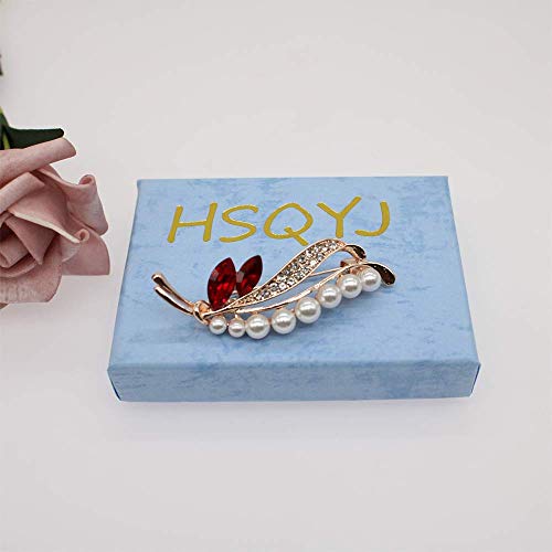 Image of Crystal Pearl Flower Brooches Pins Fashion Beautiful Created Rhinestone Floral Brooch Good Idea for Party Dance Wedding Banquet for Elegant Women Girl