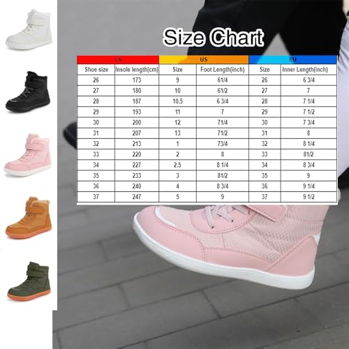 Barefoot Shoes For Children Winter Waterproof,Kids Winter Barefoot Shoes,Boys/Girls Warm Anti-Slip Minimalist High Top Snow Boots2