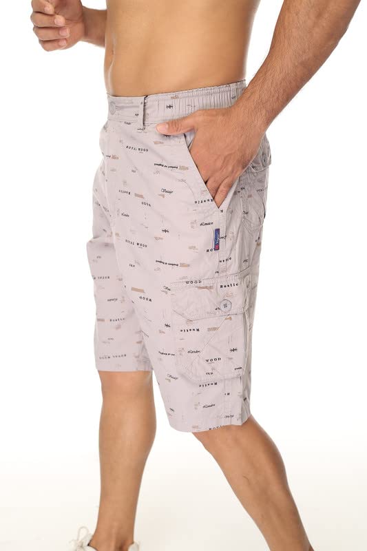 Image of Fix Waist Cargo Shorts, Fix Waist Shorts, Royal Wood Shorts, Writing Print Shorts, 6 Pocket Shorts, Printed Shorts, Game Print Shorts, Mix Color Shorts, Shorts For Men, Summer Short, Polo Shorts