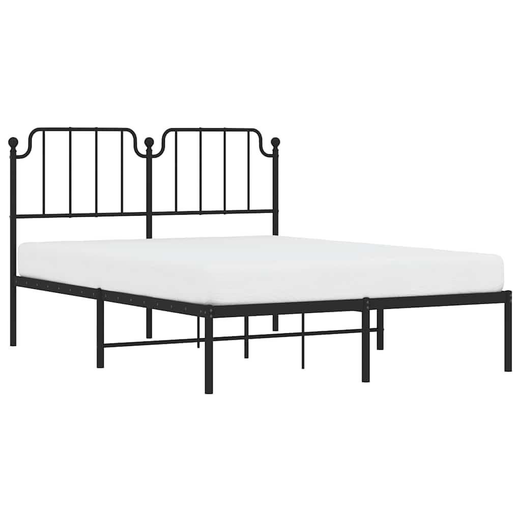 Cama Matrimonial VidaXL Con Cabecero - Estructura De Metal Blanca 135x190 Cm - Incluye Somier