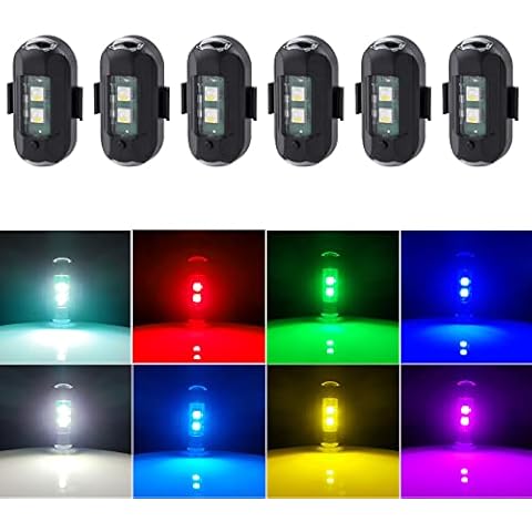 LECART 8 Colors Led Anti Collision Drone Strobe Lights USB Charging Mini Led Strobe Lights Wireless Magnetic LED Aircraft Strobe Lights Emergency Flashing Motorcycle Lights USB Car Light 6 Pack Cover
