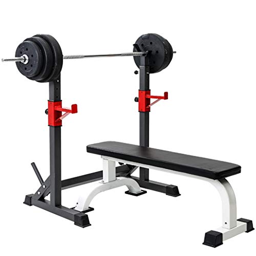 Qazqa Barbell Power Rack Stand- Adjustable Squat Rack Stand with Shelf for Weights-Free Bench Press for Bodybuilding- Capacity up to 441lbs