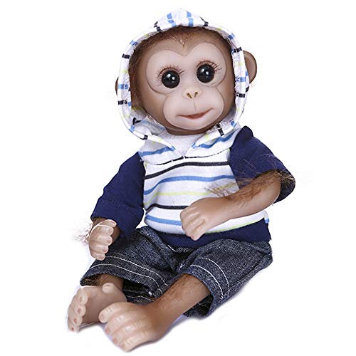 YIHANGG 20 Cm Mini Singe Bébé Twin Original Très Doux Flexible Silicone Reborn Poupée Collecible Art Poupée DétailléÀ La Main Réaliste,Boy