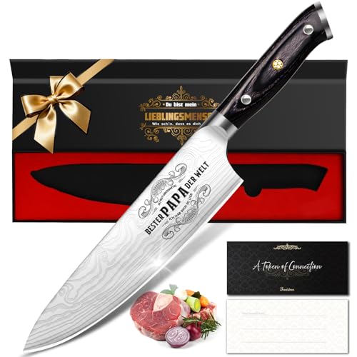 Scharfes Küchenmesser Geschenke für Männer, Profi Kochmesser Papa Geschenk Weihnachten, Deutsch EN.4116 Edelstahlmesser, Bester Papa...