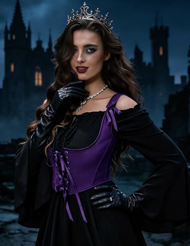 Image of Scarlet Darkness Women's Underbust Corset Top Renaissance Medieval Lace-up Boned Fairycore Pirate Corsets