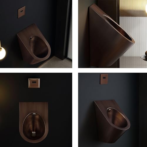 OTQEFTN 304 Stainless Steel Urinal, Wall Mounted Sensor Urinal, Male Sanitary Ware Public Toilet Urinal with Drain Pipe, Anti-Splash, for Hotels/airports