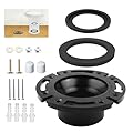 RV Toilet Seal and 3 Inch Floor Flange Kit Fit for 300 310 320 Series RV Toilets, Replaces 385345892 RV toilet flange and 385311652 Base Seal Gasket and 385311658 Flush Ball Seal, 3-in-1 Combo Kit
