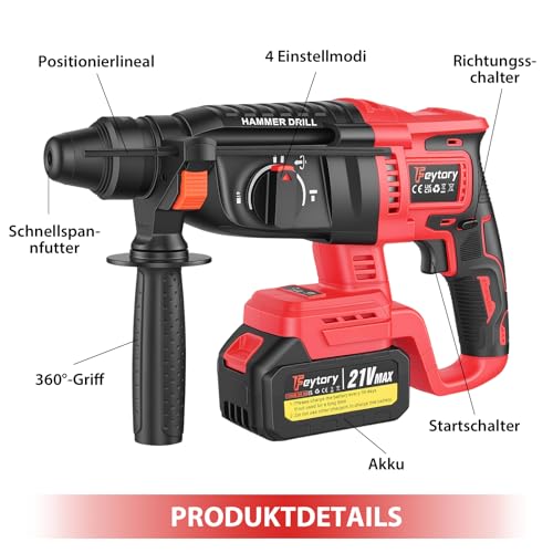21V Bohrmaschine Schlagbohrer SDS-plus Bohrhammer Schlagbohrmaschine Zubehör â Bild 4
