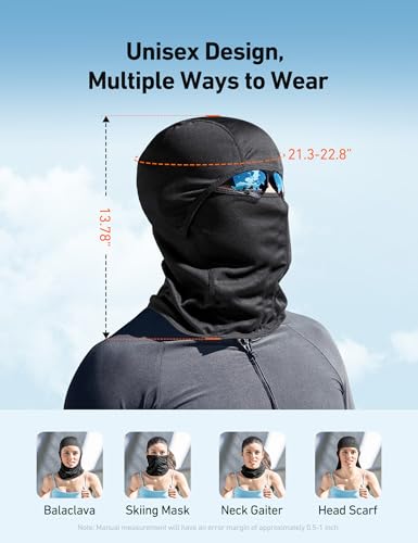 AstroAI Ski Mask Balaclava Face Mask Shiesty Mask for Men Women, Motorcycle UV Protector Windproof Neck Warmer Face Cover for Snowboarding, Skiing, Hunting, Cycling, Black