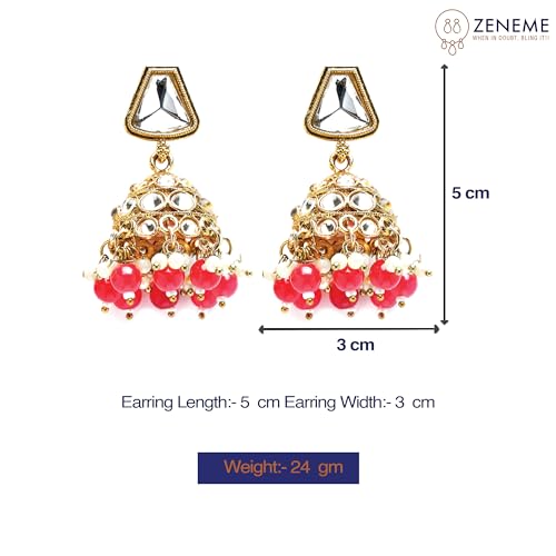 Gold-Plated Dome Shaped Mirror Jhumka Earrings