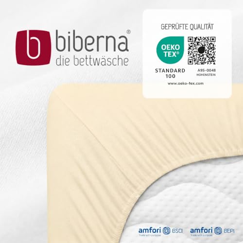 biberna Premium Feinjersey Spannbettlaken 90x200-100x200 cm gelb | 100% Baumwolle Spannbetttuch für Einzelbetten… – Ansicht 6