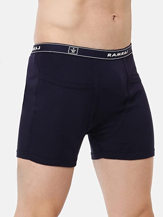 Image of RAMRAJ COTTON Men Cotton Trunks - Multicolor| Outer Elastic Waistband With Double Side Pockets