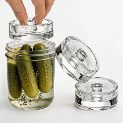 NovaHF 2 Pack Glass Fermentation Weights, Food Grade Glass Fermentation Weights and Easy Grip Handle For Great Wide Mouth Canning Mason Jars Transparent and Easy to Clean