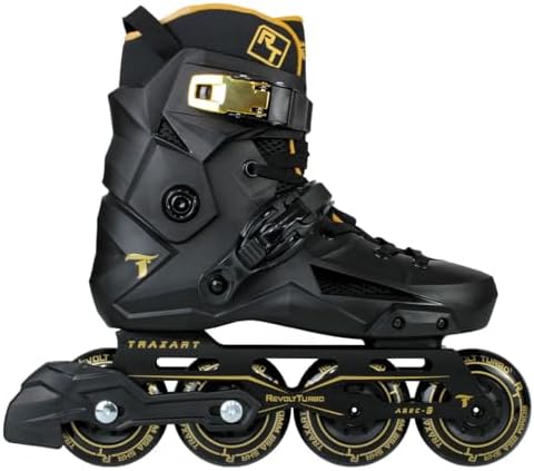 Patins Traxart Revolt Turbo Black Gold Inline Freestyle - 80mm AB...