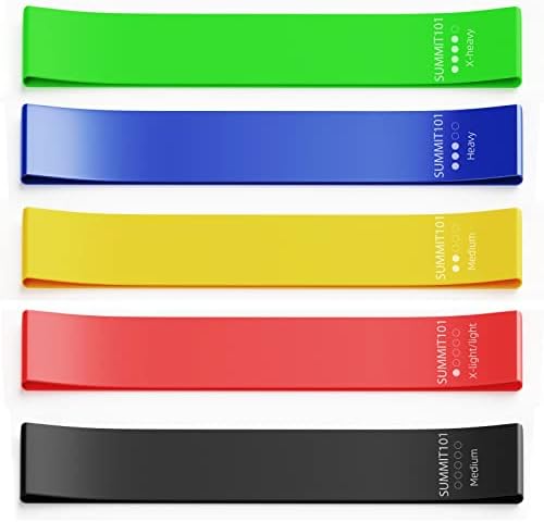 SUMMIT101 Resistance Loop Exercise Bands Set of 5 for Workout Home Fitness, Elastic Workout Bands for Women Men Kids, (Assorted)