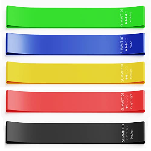 Summit101 Resistance Loop Exercise Bands Set Of 5 For Workout Home Fitness, Elastic Workout Bands For Women Men Kids, (Assorted) #TOP3