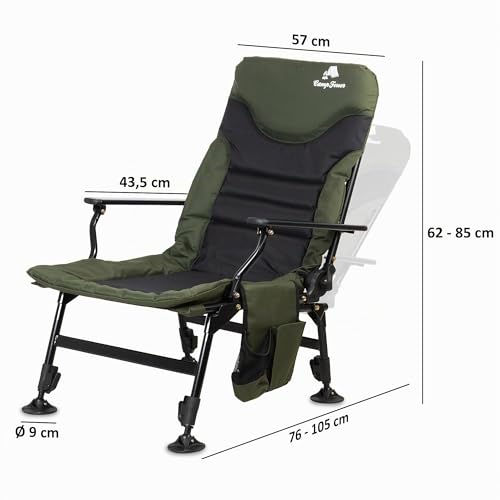 CampFeuer Chaise de pêche vert sapin/noir | Chaise de camping réglable en hauteur | Chaise de pêche pliable | Chaise de voyage d'extérieur pour camping, camping, pêche, chaise de pêche pliante, chaise – vue 3