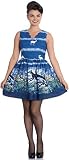Hell Bunny Damen Kleid Montana Hirsch Deer Mini Swing Dress Blau S
