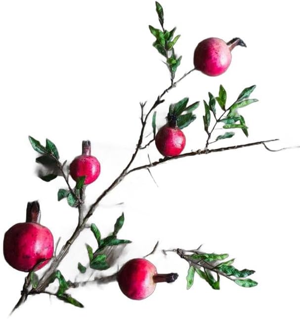 Rustic Reach Artificial Pomegranate Fruit Fake Plant Branches | Pomegranate Stem Fake Tree | Indoor Fall Decor | Home Office Table Decorative Centerpiece - 36" Tall (1 Stem)