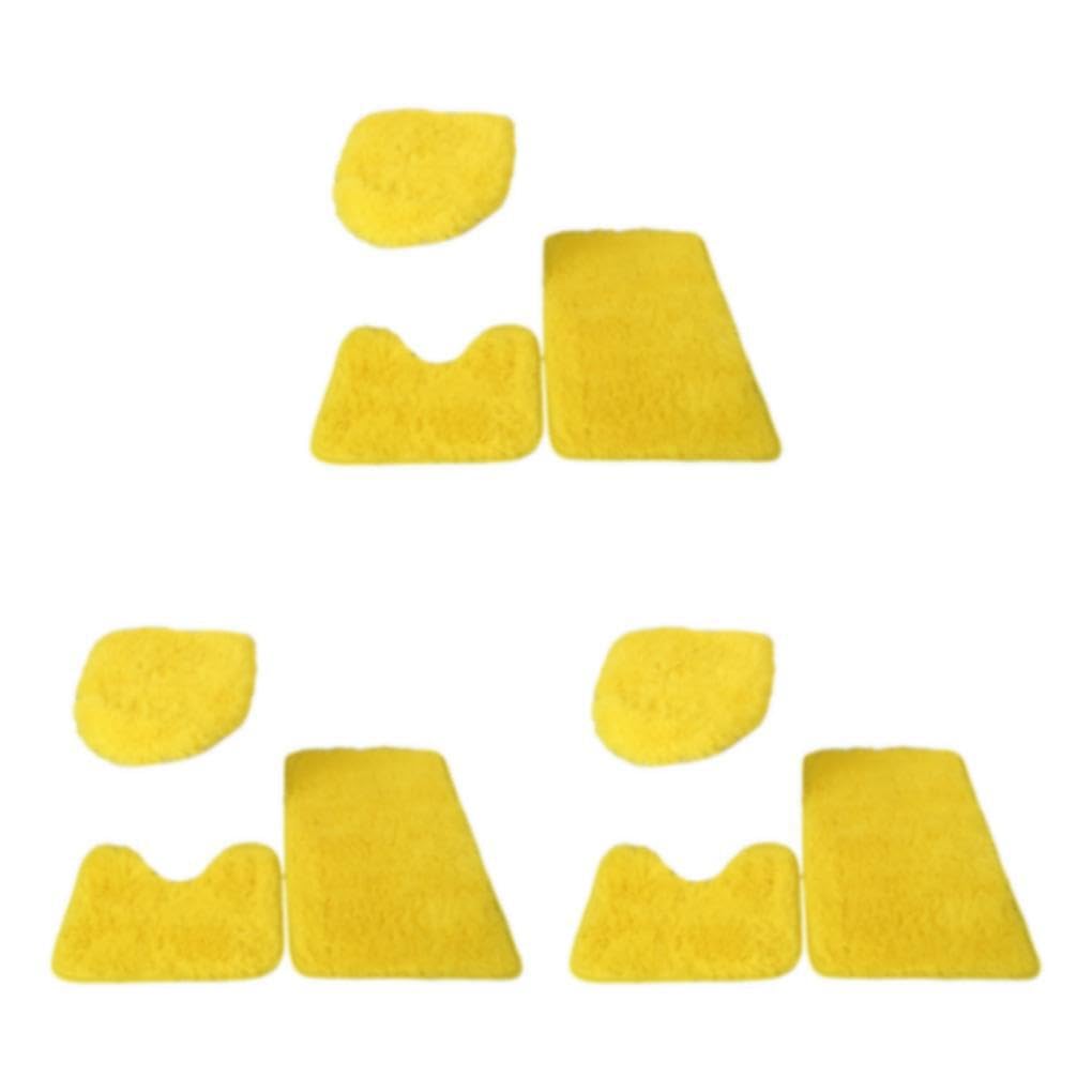 Lujoso juego de alfombras de baño de 3 piezas con alfombrillas antideslizantes de poliuretano beige, elegantes y