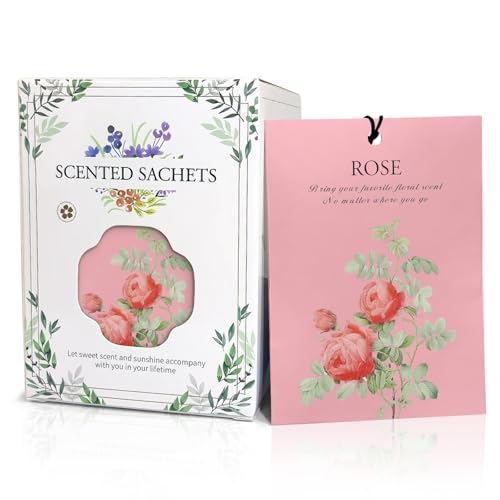 HOMELLAX Rose Scented Sachet Bags - 12 Pack Closet...