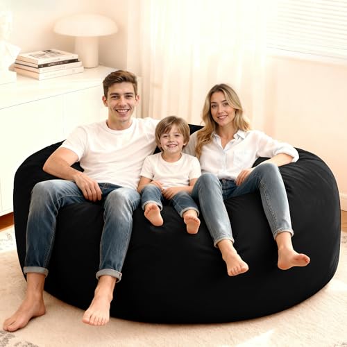 Image of HABUTWAY Bean Bag Chair: Giant 6' Memory Foam Furniture Bean Bag Chair with Microfiber Cover - 6Ft,Black