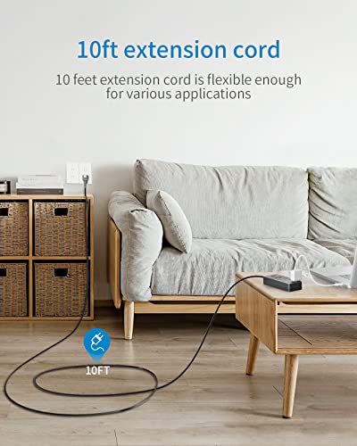 2 Prong Surge Protector Power Strip With 10Ft Extension Cord, Ntonpower 2 Prong To 3 Prong Outlet Adapter With Polarized Plug, 6 Outlets 2 Usb Ports, Wall Mount For Old House Non-Grounded Outlets #TOP7