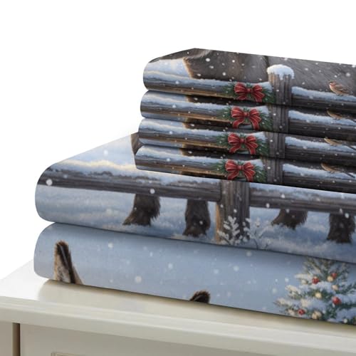Linge de lit de Noël vintage pour cocooning d'hiver en taille King - 7