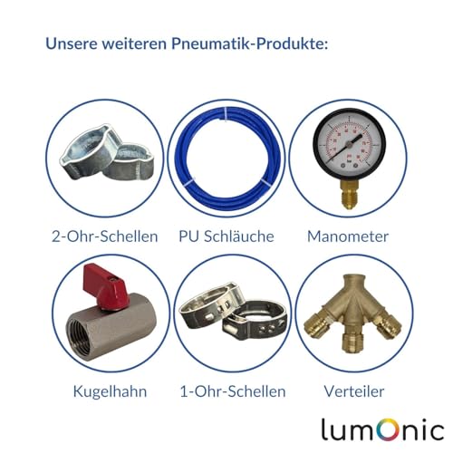 Distribuidor en T reductor Lumonic de 12/10/12mm para aire comprimido 8